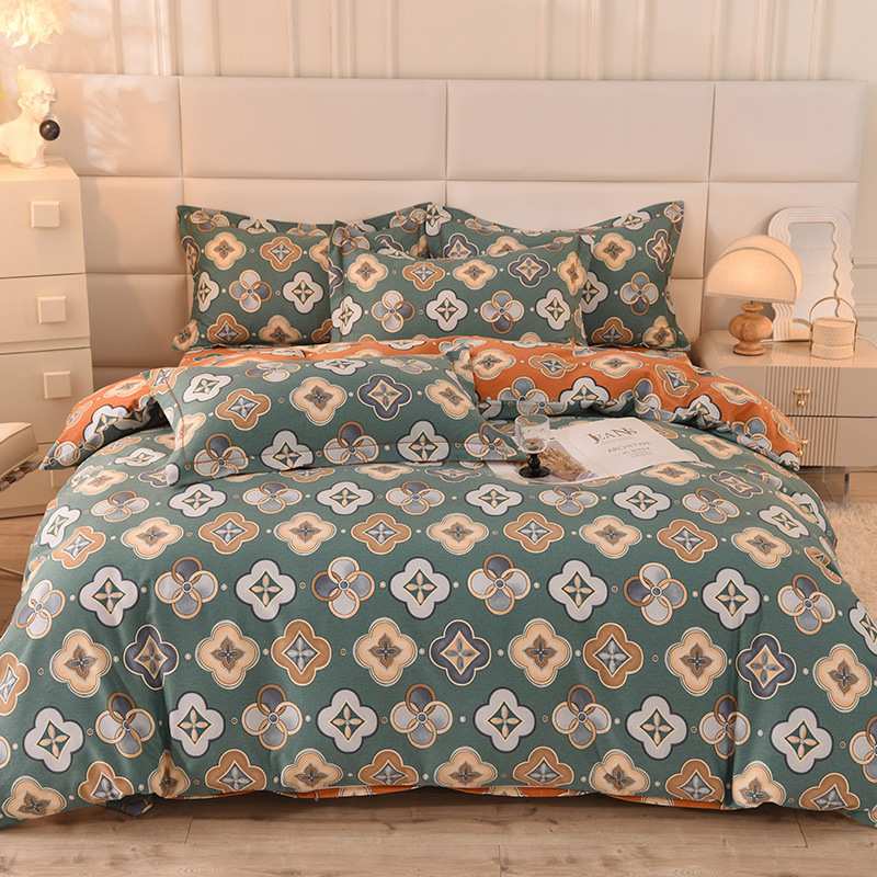 铂金生态全棉磨毛四件套纯棉抗菌加厚保暖床上用品四季用床单被套