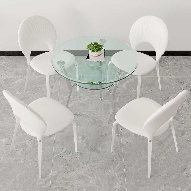 9U钢化玻璃餐桌椅洽谈桌椅组合双层会客家用阳台休息区接待小圆桌