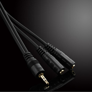 镀金3.5一分二转接线电脑手机车载AUX音频一公两母情侣耳机共享线