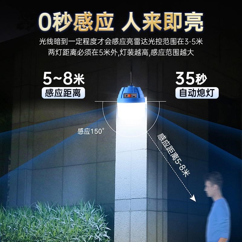 雷达人体感应充电led灯泡走廊楼道家用楼梯无线泡超长续航大容量