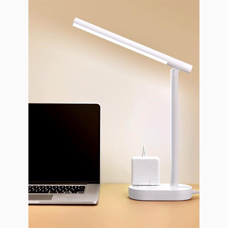 LED办公台灯阅读学习护眼灯插电款三脚插头带USB充电插座板接线板