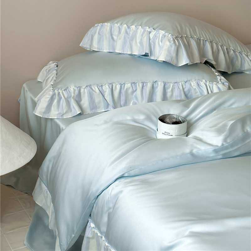 韩式少女心60支兰精天丝四件套夏季凉感丝滑裸睡花边被套床笠床品