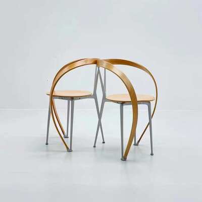 轻奢餐椅中古飘带椅意式简约Revers Chair设计师异形扶手休闲椅子