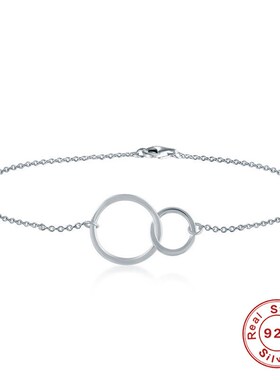 S925纯银冷淡风双圆环圆圈手链欧美热销INS极简上班族穿搭手饰女