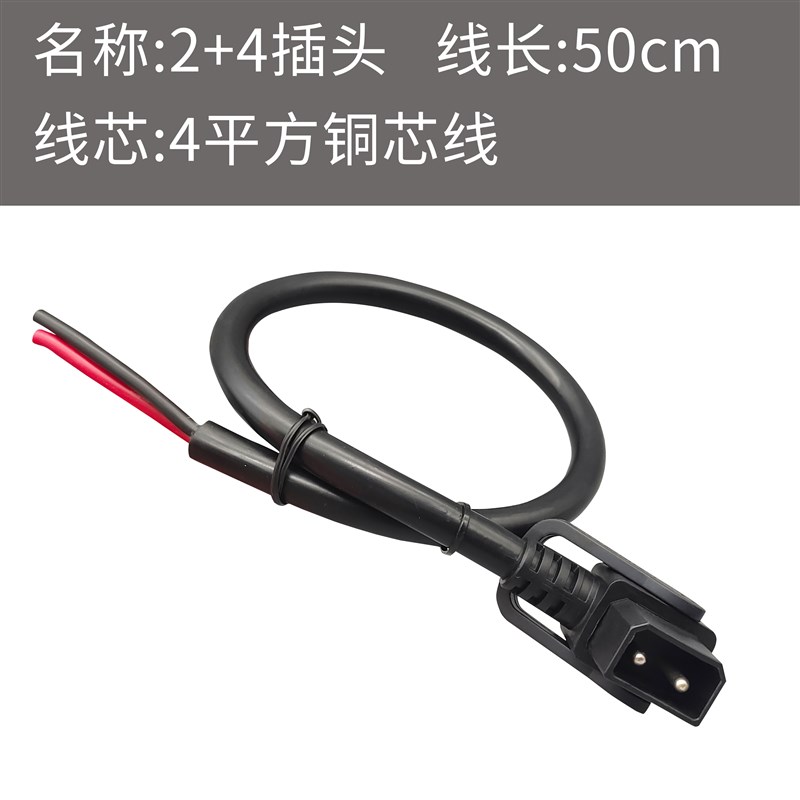 2+4锂电池接口插头插座爱玛振特九号电动车插座4平方加粗充电放电