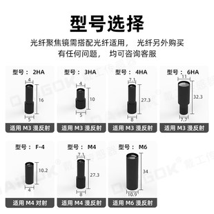 光纤聚焦镜头M3 M6漫反射对射感测器放大器聚光点2HA3HA4HA6HA