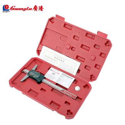 广陆数显深度尺带钩高精度工业级卡尺配件电池防水防油测量工具