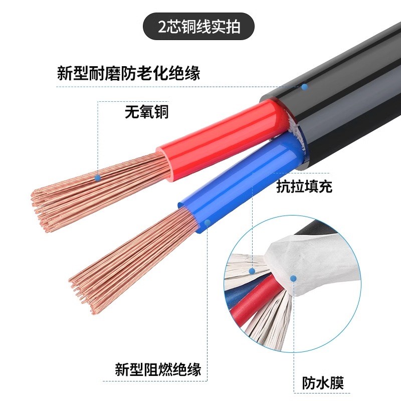 国标纯铜芯2 3 4芯电线软线0.5 0.75 1平方电缆RVV监控护套电源线