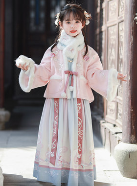 汉服女童冬款新年儿童古装秋冬装过年冬季唐装2023新款国风拜年服