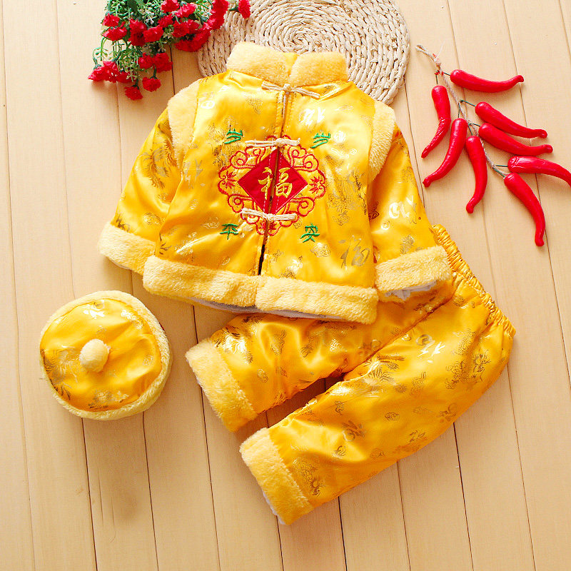 宝宝唐装套装冬季中国风新年装棉衣男女婴儿童1-2-3周岁百日礼服