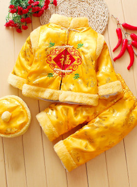 宝宝唐装套装冬季中国风新年装棉衣男女婴儿童1-2-3周岁百日礼服