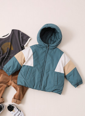 男童羽绒服短款女小童2022新款宝宝拼色加厚外套1-3-6-8岁21905
