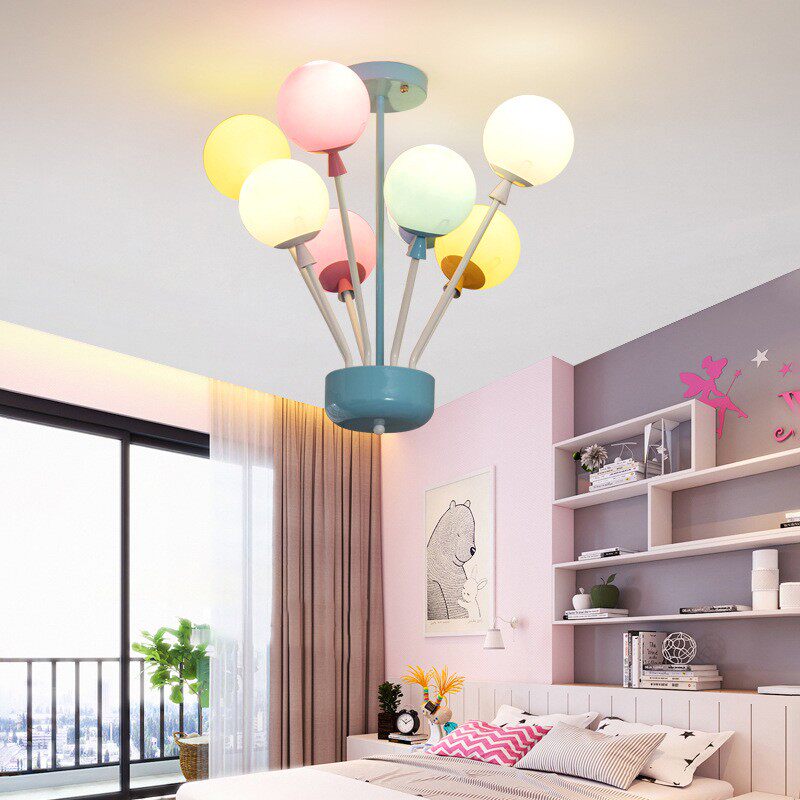 儿童房吊灯男孩卧室灯卡通灯创意气球吸顶灯幼儿园女孩房公主灯具