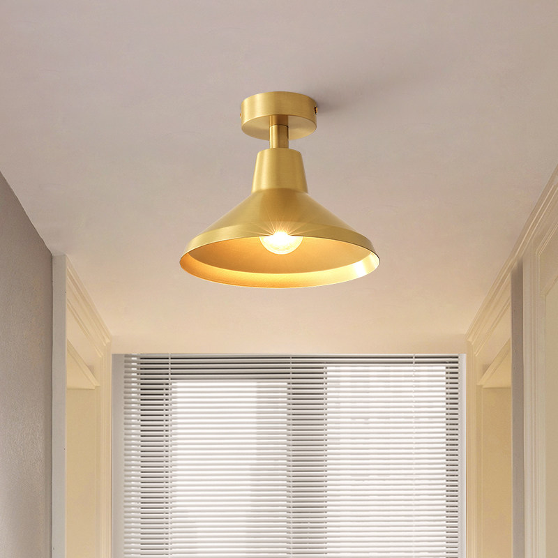 美式复古走廊过道灯欧式卧室玄关入户法式门厅阳台楼梯全铜吸顶灯