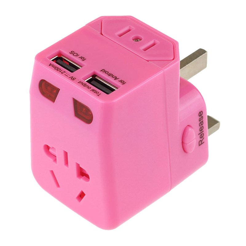 多功能旅游转换插头 双USB全球通用 出国旅行万能转换插座