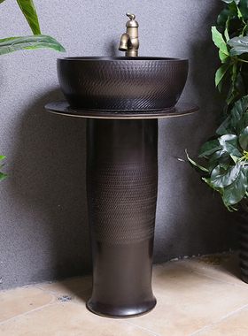 户外阳台陶瓷立柱式洗手脸盆台柱家用面盆花园工业手池庭院卫生间
