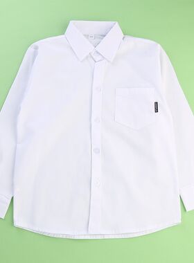 儿童衬衫男童带口袋中小学生校服长袖衬衫制服小孩演出服白色衬衣