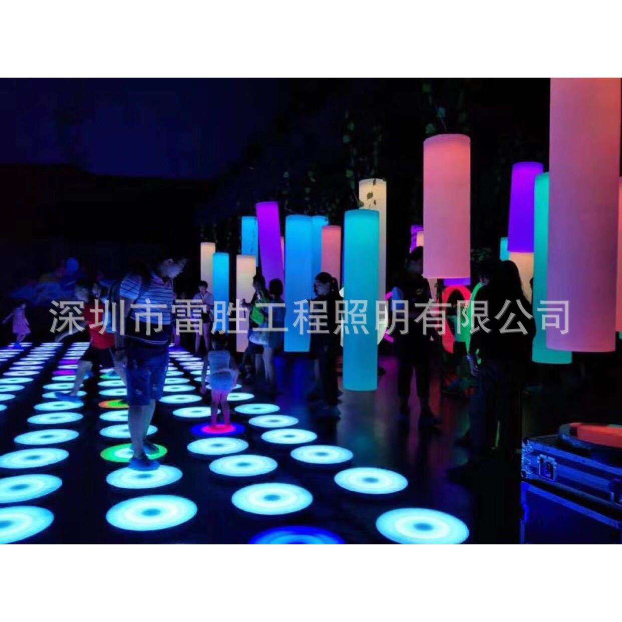 LED圆形感应发光地砖灯彩色跑跳跳板商场广场娱乐场所活动