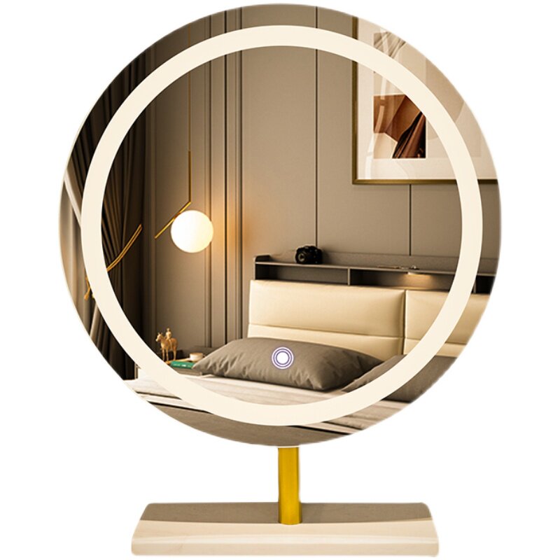 智能轻奢卧室桌面美妆化妆镜 网红台式led灯可旋转补光带灯梳妆镜