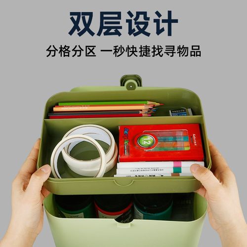 大号手提收纳箱美术生专用画箱三层可折叠便携式艺考画笔颜料书法