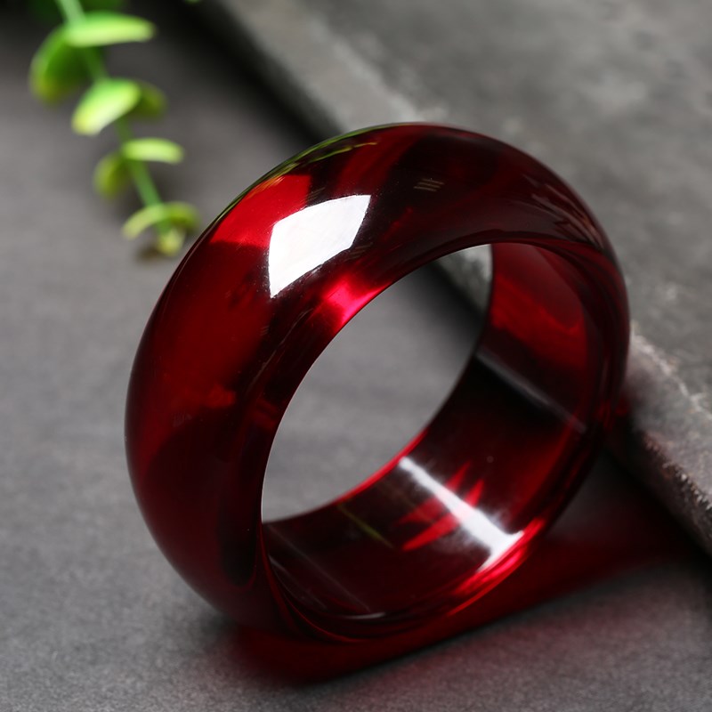 天然加宽琥珀蜜蜡血珀手镯本命年轮胎手镯送礼带