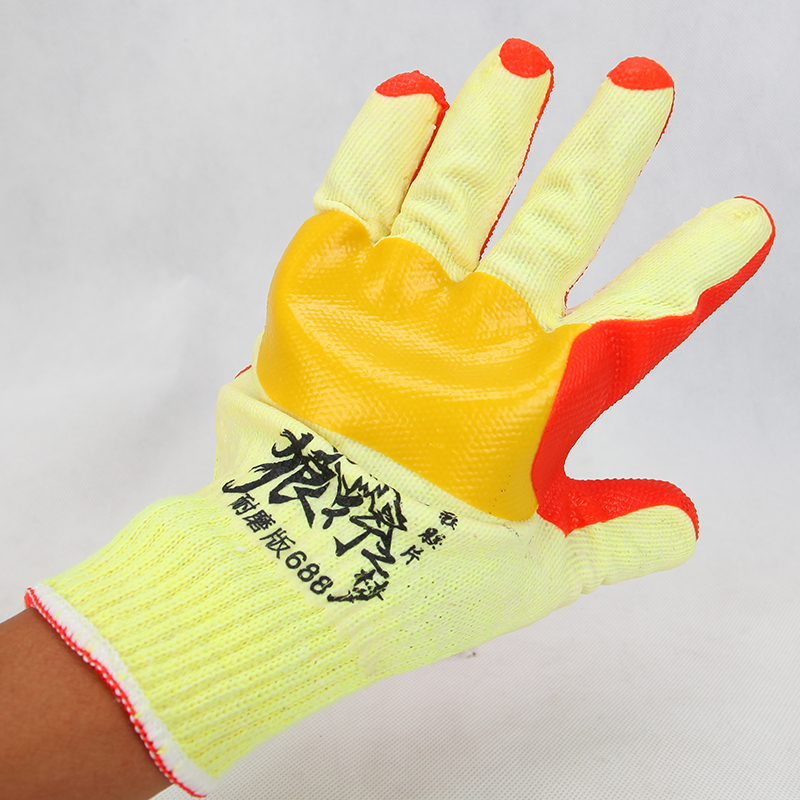 狼行之梦688软胶片手套工地劳动透气耐磨劳保乳胶钢筋架子工手套