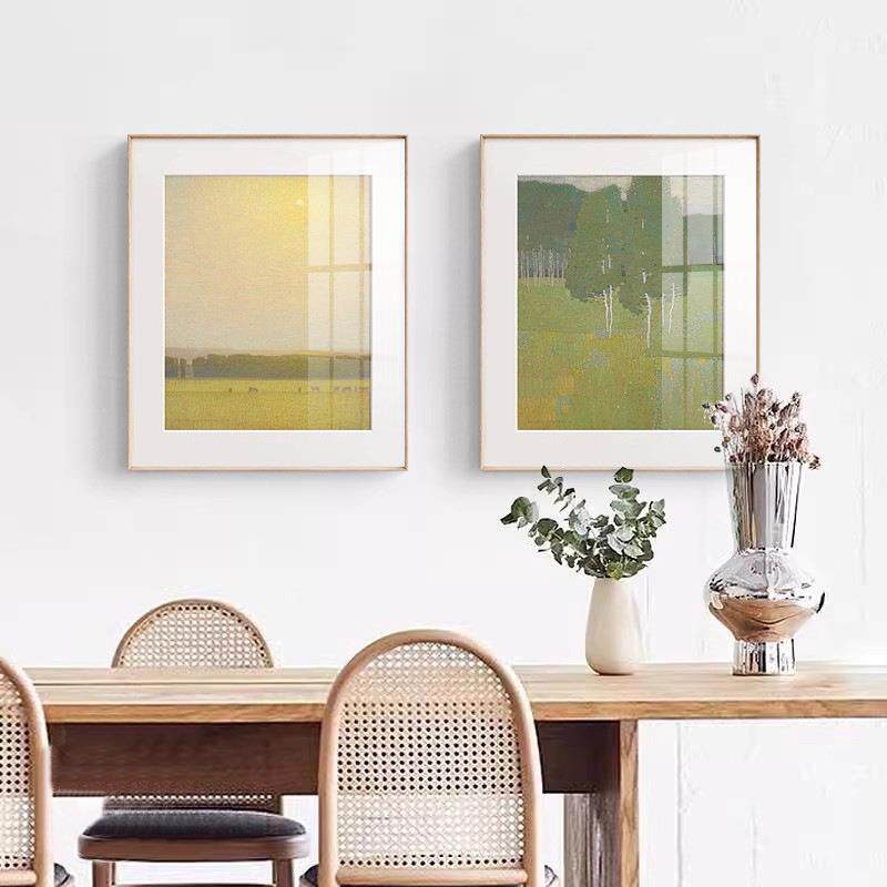 林间鹿影小清新风景客餐厅装饰画简约艺术玄关画北欧原木卧室挂画