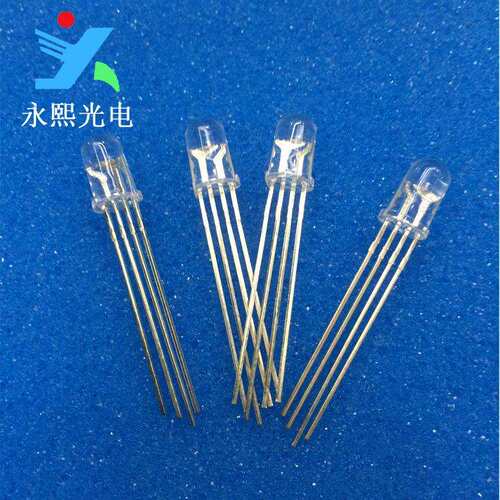 5MM全彩RGB透明led灯珠发光二极管 F5共阳直插RGB灯珠