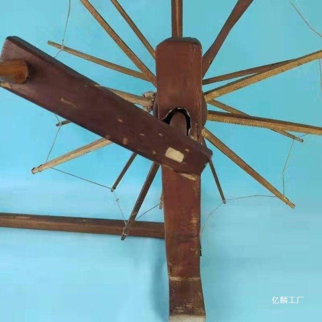 纺线车手工民俗老农具老式摆件手摇织布机红色怀旧收藏影视道具