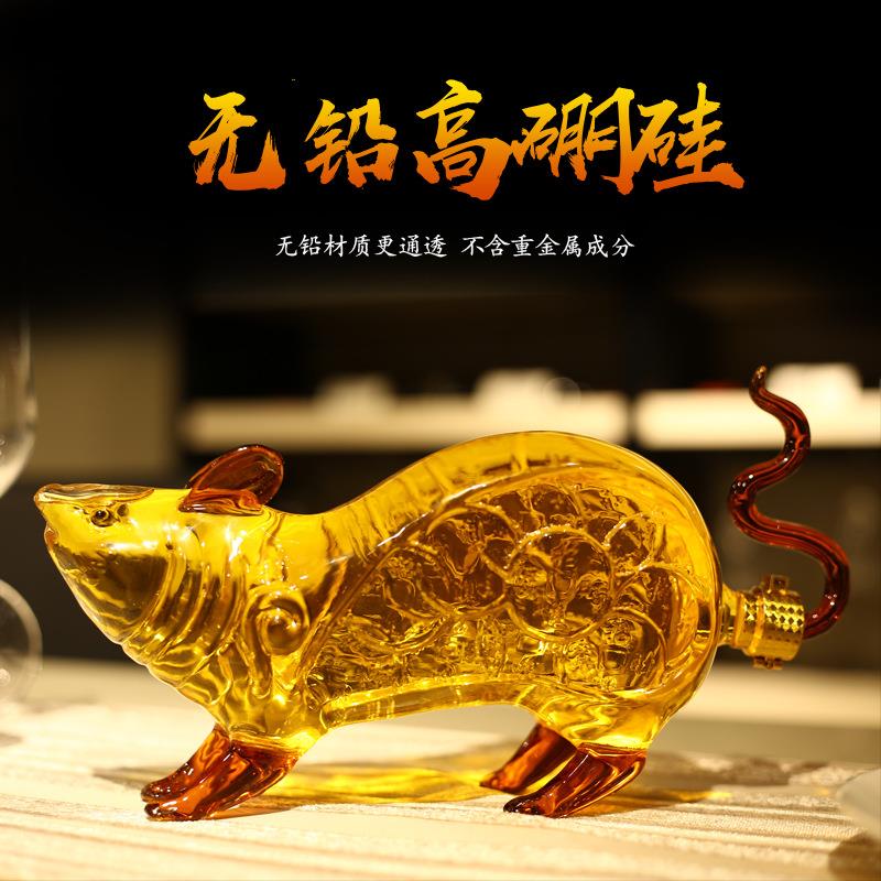 玻璃酒瓶十二生肖动物空酒瓶密封耐热空酒瓶子泡酒瓶生肖创意摆件图片