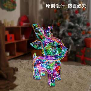 创意34cm梅花鹿圣诞节氛围装饰摆件桌面装饰小夜灯小号家居摆件