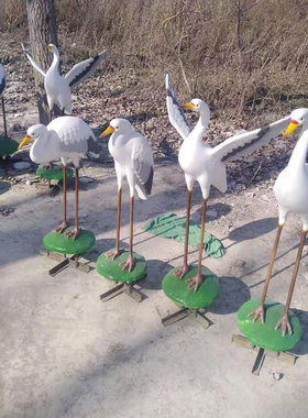 玻璃钢树脂仙鹤雕塑定制石膏鹅雕像定做鸭子鸡丹顶鹤动物订摆件