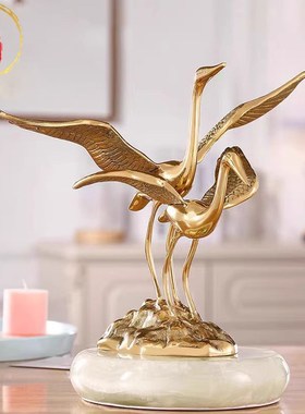 威弗列德纯铜仙鹤摆件比翼双飞家居客厅装饰品送闺蜜新婚结婚礼品