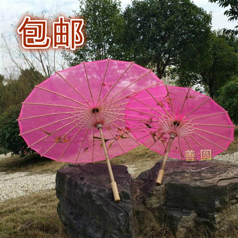 江南舞蹈伞透明道具跳舞伞工艺绸布伞绢纱丝绸伞摄影拍照古典雨伞