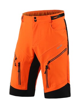 越野骑行短裤夏季户外山地自行车速降中裤无垫透气速干多口袋橙色