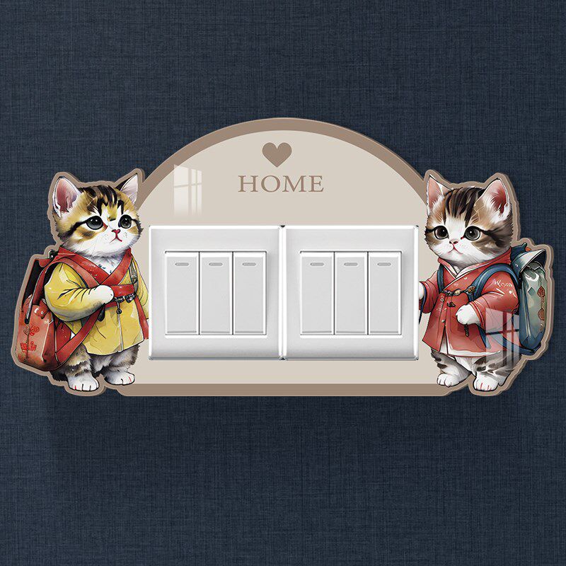 卡通开关墙贴家用个性防脏遮丑贴3d立体亚克力墙洞遮挡插座边框套