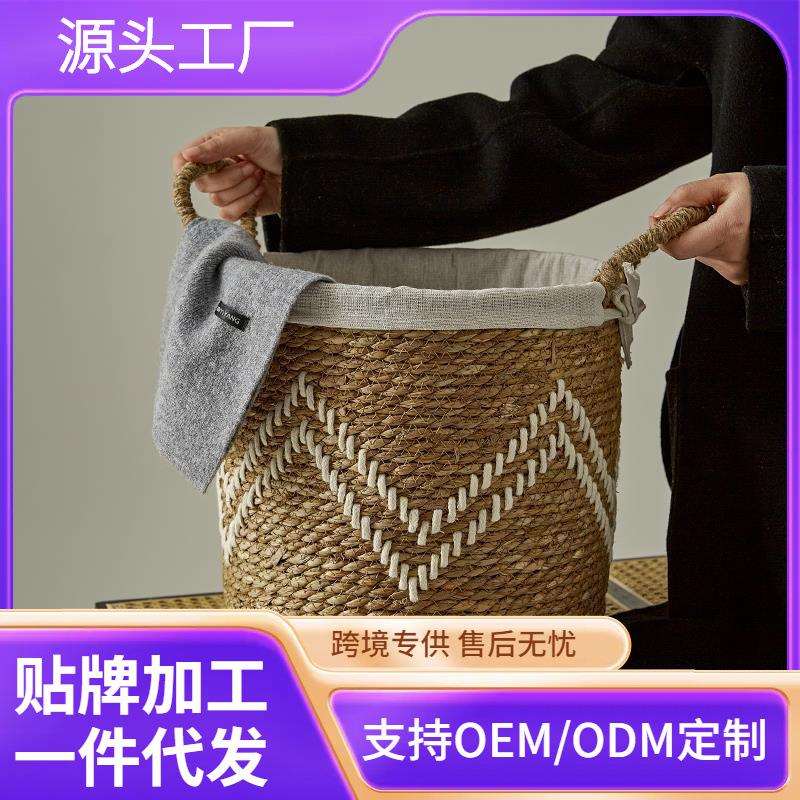 复古葫芦草编黄麻手提脏衣篓玩具收纳筐客厅卧室民宿储物篮大容量