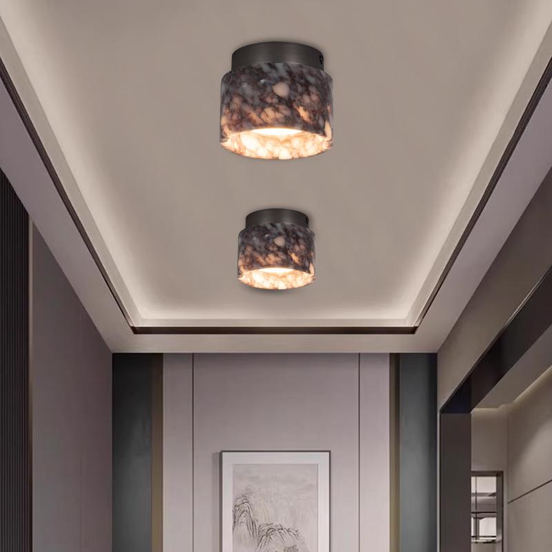 现代美式阳台过道吸顶灯大理石高级感入户玄关走廊衣帽间led灯具