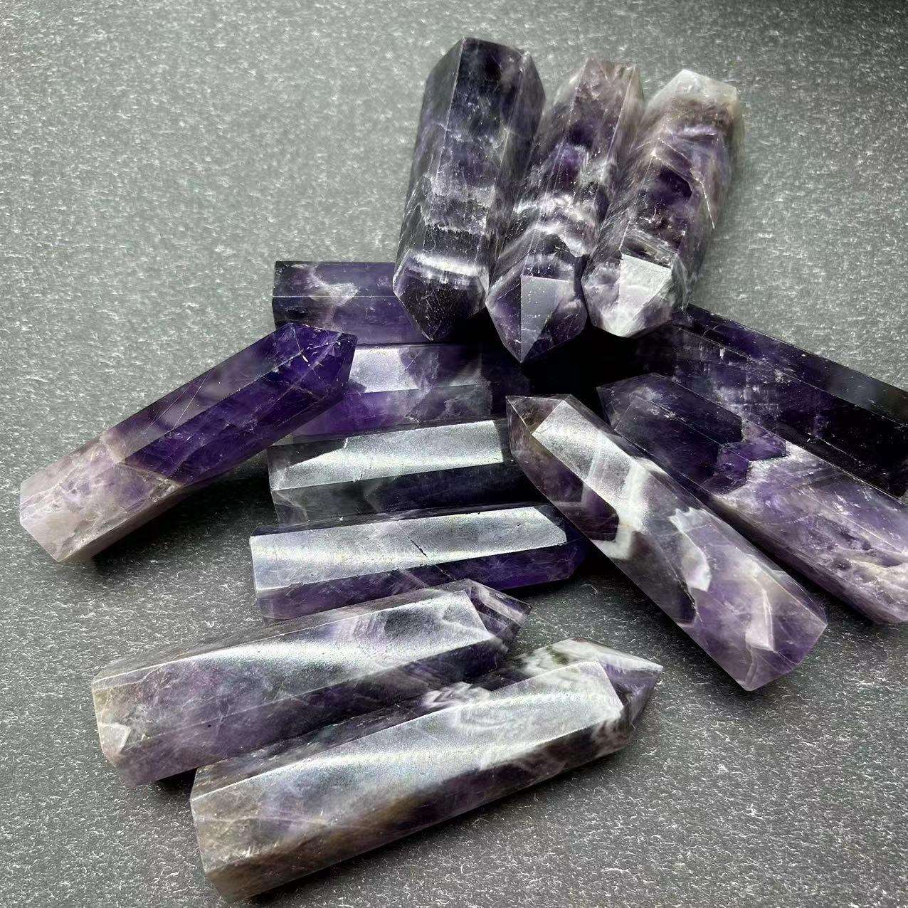 厂家天然紫水晶六棱柱子一公斤摆件梦幻紫晶单尖水晶柱原石