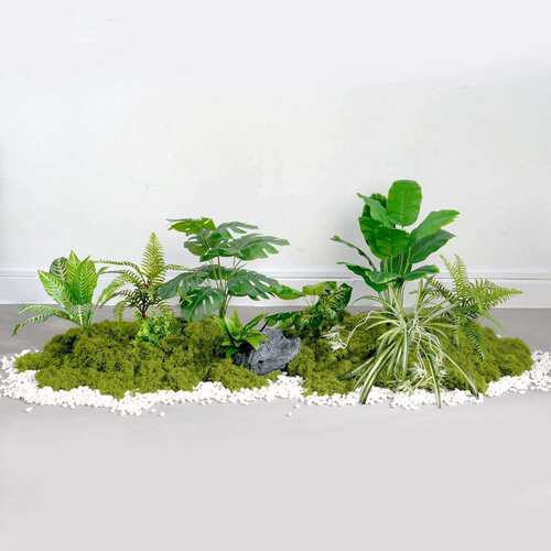 仿真绿植造景室内景观橱窗楼梯下仿生花转角场景装饰布置假树植物