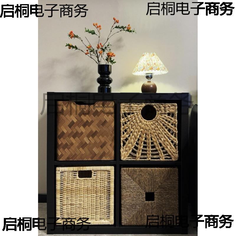 仿藤手工编织收纳筐可折叠式格子柜抽屉式海收纳篮水葫芦储物筐
