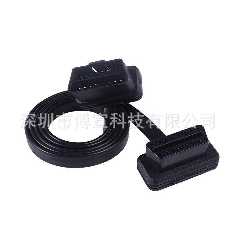 10pcs/lot汽车诊断连接线扁线汽车OBD2延长线60CM公对母16PIN OBD