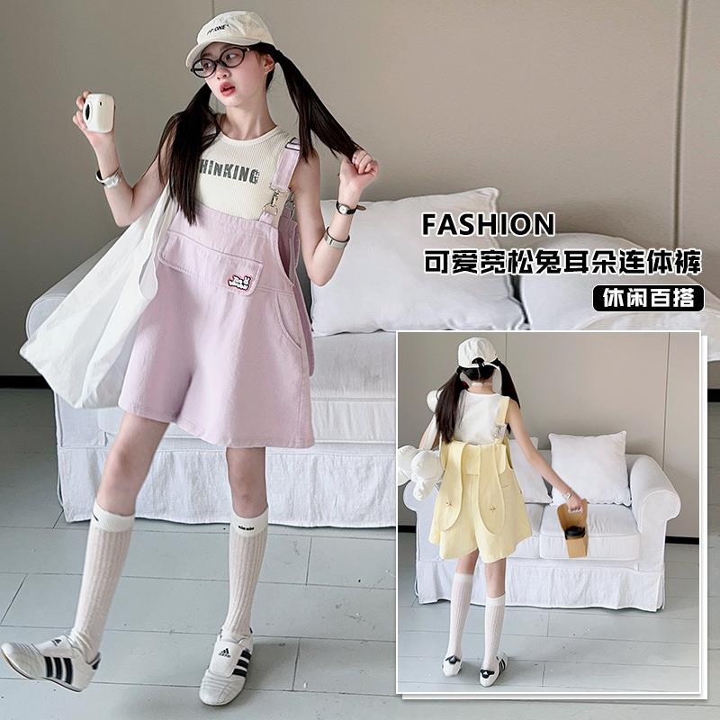 女童背带裤套装夏季2025新款儿童洋气时髦韩系女孩夏日多巴胺穿搭