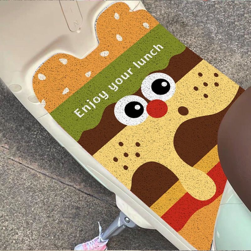 新款可爱小狗汉堡电动车脚垫通用型裁剪摩托车新款踏板防水防滑垫