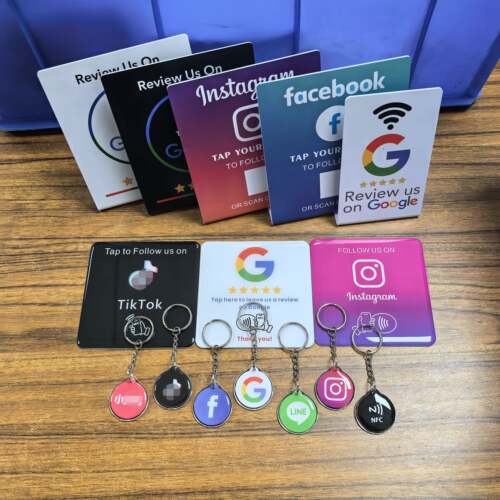 NFC脸书折弯台立卡Google谷歌评分卡碰一碰ntg215芯片站卡pvc立牌