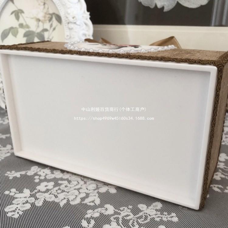 韩式复古意大利绒纸巾盒法式欧式雪尼尔手工珍珠蝴蝶结抽纸盒