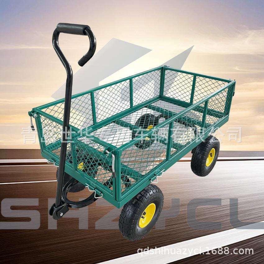 花园拉货四轮网车 搬运车手推工具车 运货车牵引平板拖车TC1840