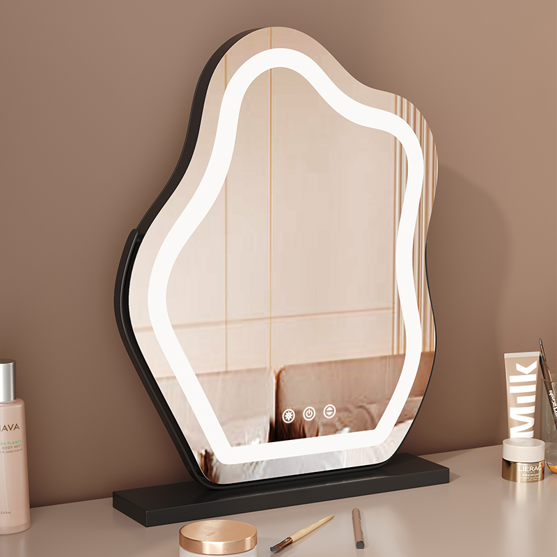 真高清led云朵化妆镜子带灯台式桌面梳妆镜智能卧室家居简约异型