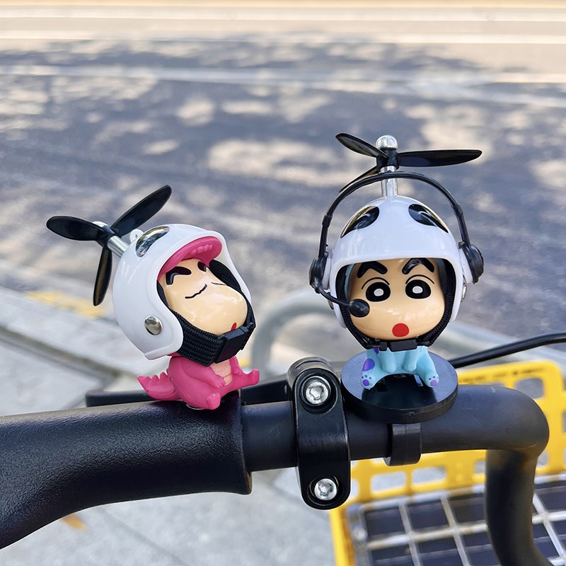 可爱小新风车竹蜻蜓电瓶车汽车载摆件自行车电动摩托山地车装饰品