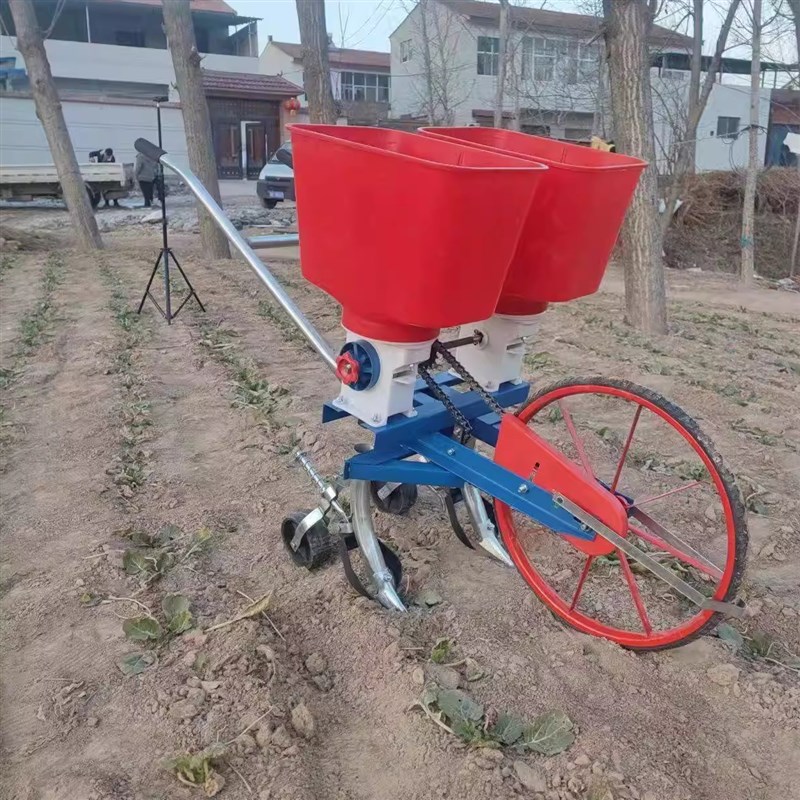 双行施肥机花生大豆小麦施肥棉籽播种机种肥同播农用人工机械